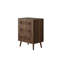 Armoire 1 pièce à 3 tiroirs avec conception rainurée verticale moderne, rangement en bois d'ingénierie, noyer