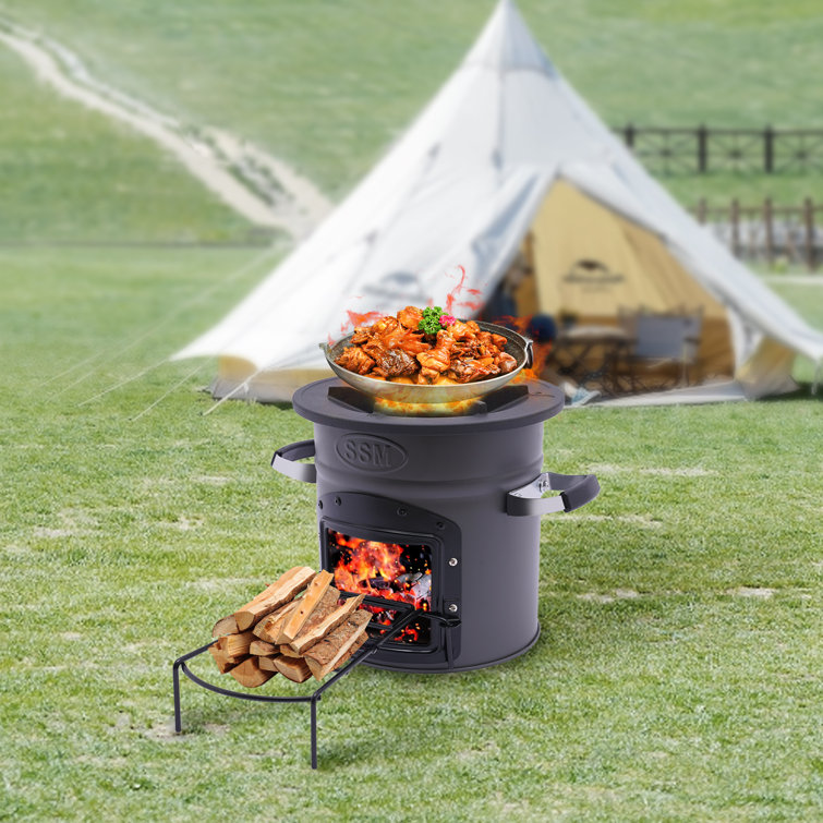 Only Fire Wood Burning Stove, Portable Camping Rocket Stove for Outdoor  Campfire Party (Black) 