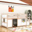 Lit mezzanine simple en bois avec tiroir de rangement, tablettes et escaliers