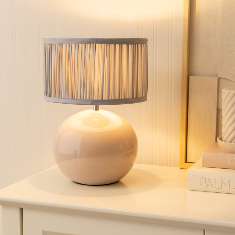 Daeqwon Ceramic Globe Lamp, Cream, Blue, No