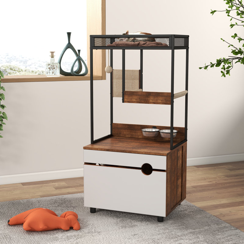 Enceintes de litière pour chat avec tour d'arbre à chat, meubles pour chat, armoire à chat
