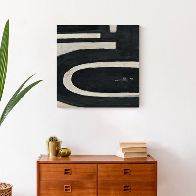 Abstrait noir et brun clair - Peinture sur toile