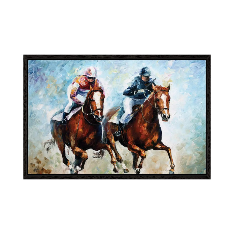 Close Race by Leonid Afremov - Painting on Canvas, 66.04 cm H x 45.72 cm W, Black Framed Canvas