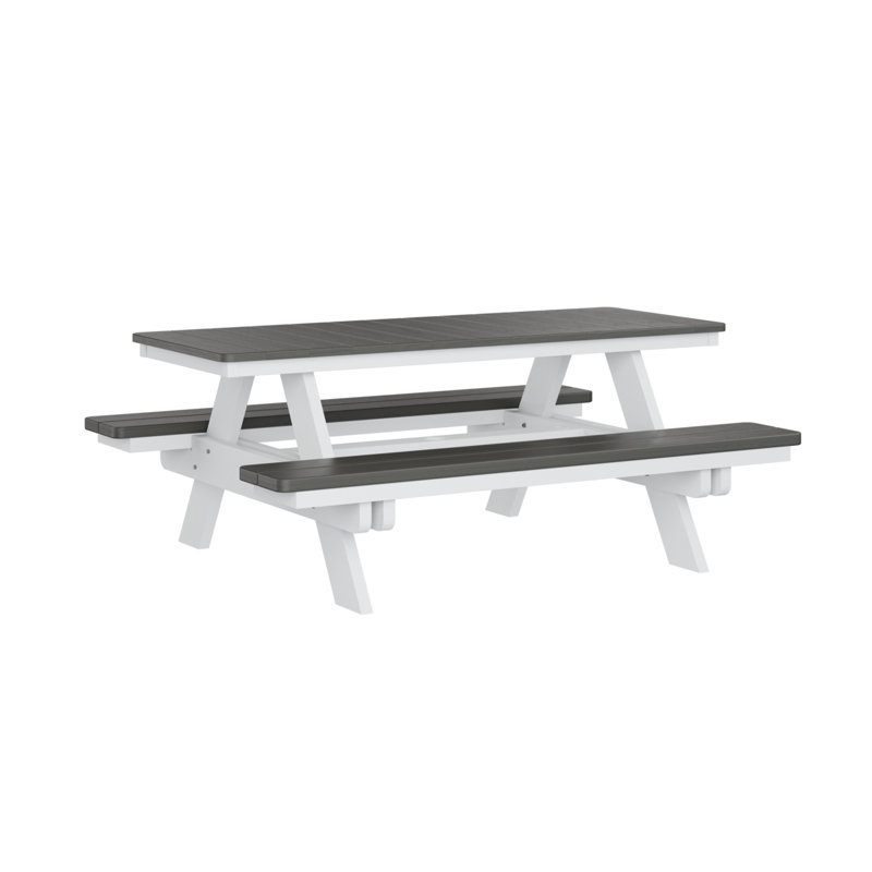 Table de pique-nique rectangulaire Berlin Gardens Ada, H 29 po x L 72 po x l 58 po, Gris bord de mer / blanc
