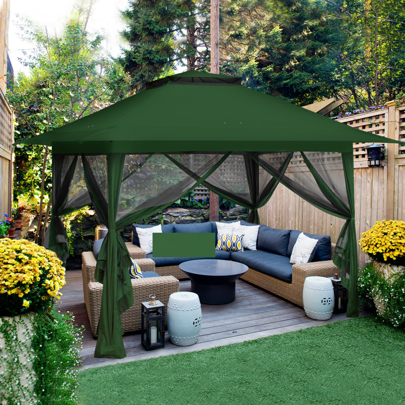 Pop up Patio Gazebo 13 Ft. W x 13 Ft. D Metal Patio, Green