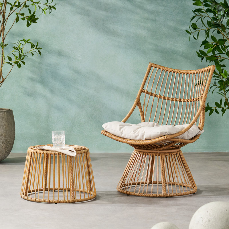 Chaise et table d'appoint, 1, Gris clair, Marron clair