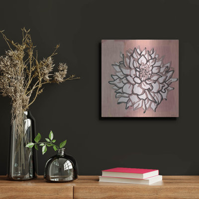 «Rose and Gray Floral 1» par Stellar Design Studio, Luxe Metal Art