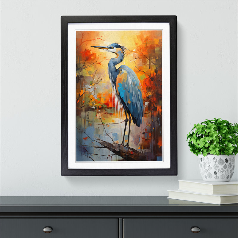Heron Expressionism - Framed Print
