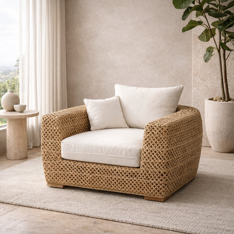 Sumatra 45" Wide Lounge Chair, Beige