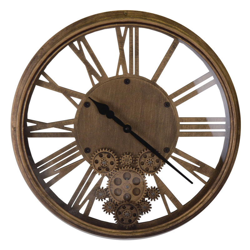 Stevens Openwork Metal Wall Clock Moving Gears