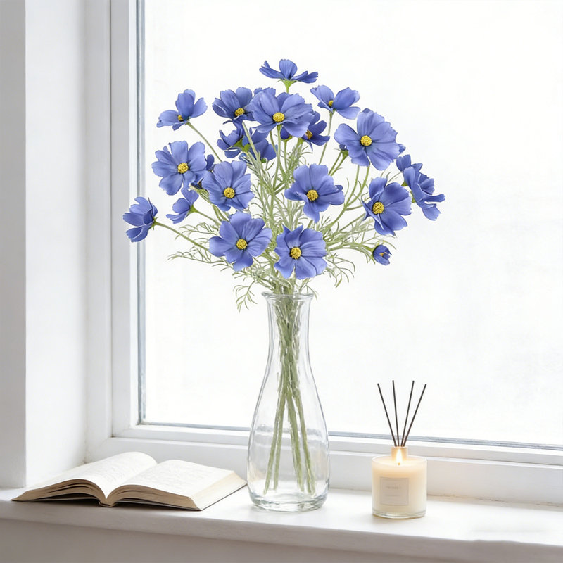 Fleurs artificielles marguerites artificielles 4PCS Fleurs artificielles 23,6 po, Bleu