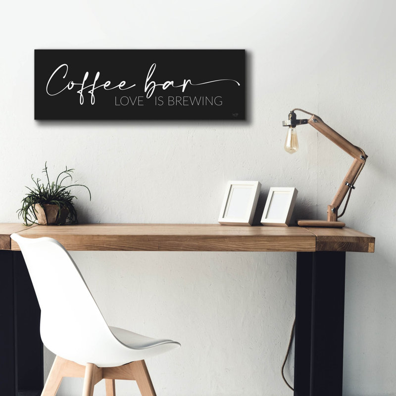  «Coffee Bar - Love Is Brewing» par Lux + Me Designs, art mural sur toile, 36 po x 12 po