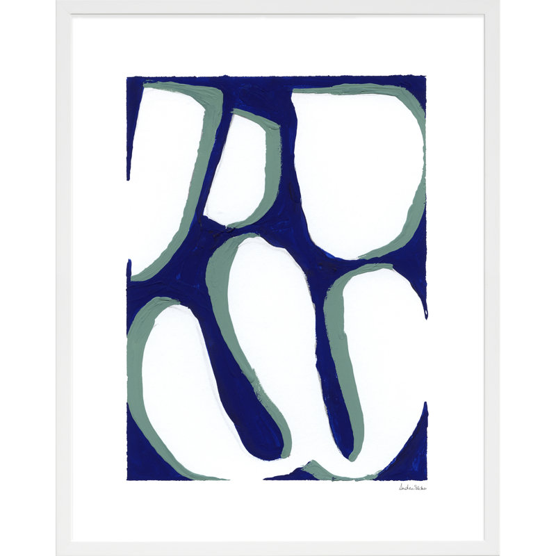 Contemporary Blues 1 Painting by Andrea Stokes, 25" H x 20" W x 1.25" D, White Wood