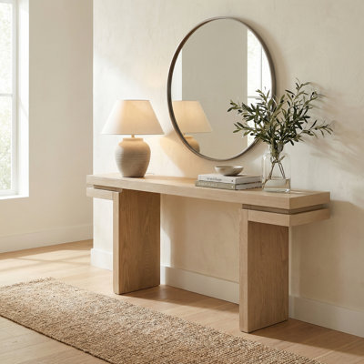 Console très large en placage de bois véritable 66 po - Canapé minimaliste pour vestibule, couloir et salon