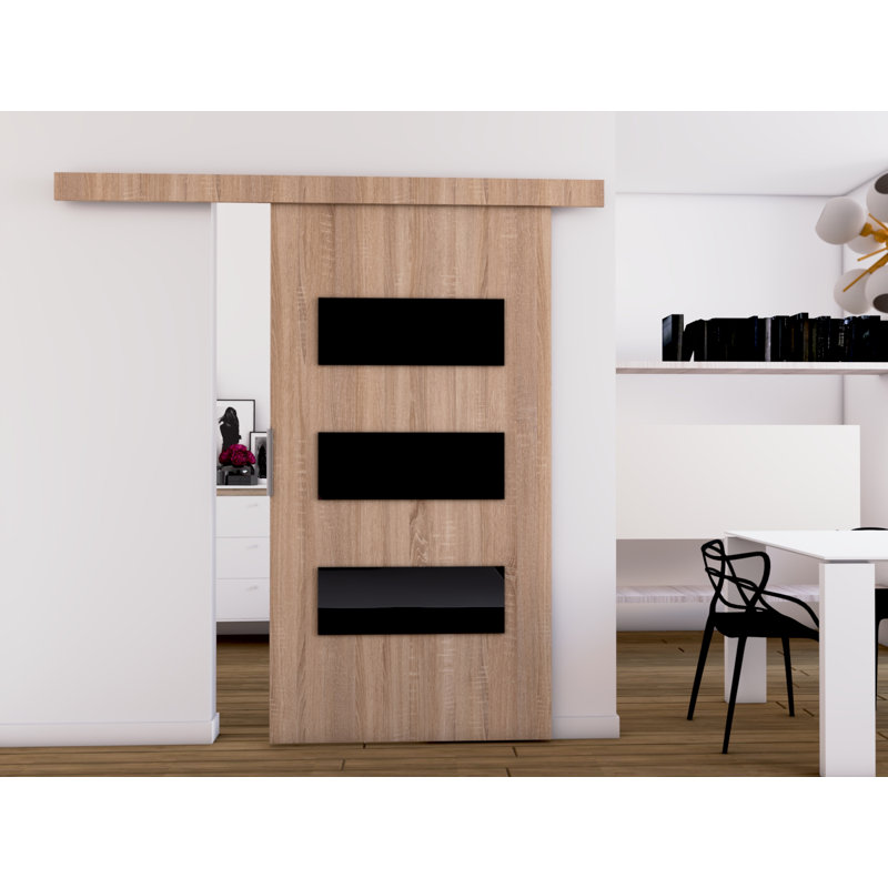 Caspian Veneers Sliding Doors, 205cm H x 86cm W x 1.6cm D, Sonoma Oak