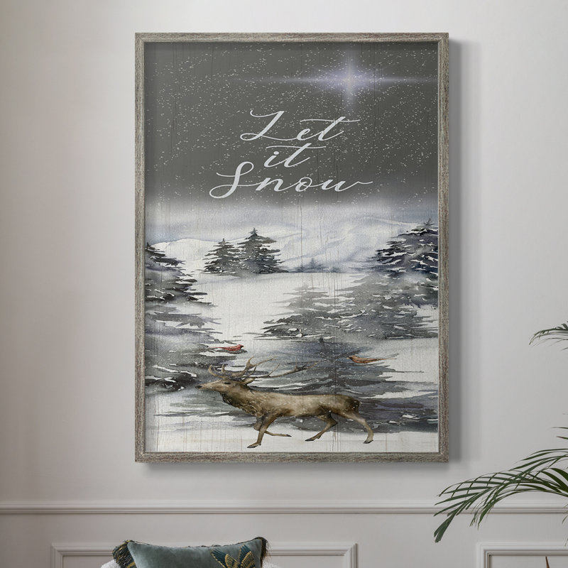 Let It Snow Framed Print - Solid Wood, 21" H x 17" W