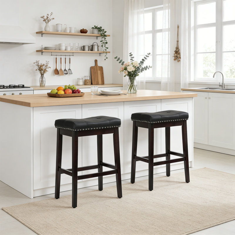 Tabourets de bar modernes à hauteur de comptoir avec sièges en cuir de selle - parfaits pour la cuisine, les îlots ou les bistro