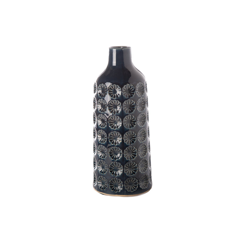 Ceramic Table Vase, Blue, 13.5" H x 5.5" W x 5.5" D