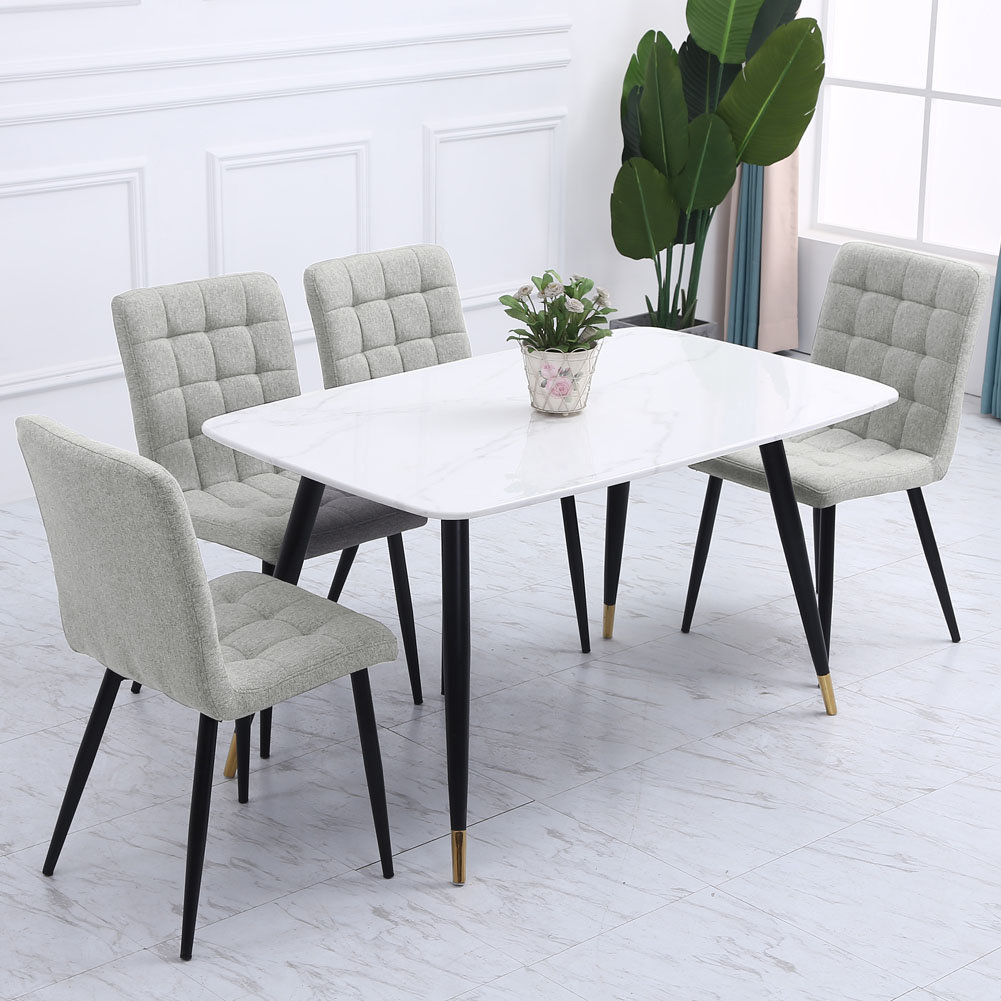 Evart 43cm H Linen Upholstered Side Chair in Gray
