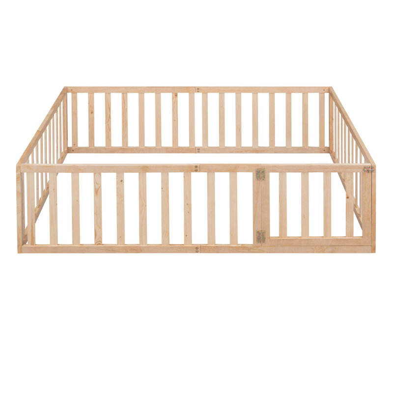 Wood Daybed Frame With Fence, Natural, Full/Double