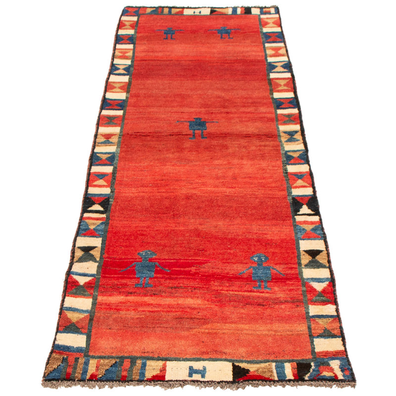 Tapis rouge Helbe Gabbeh 3 pi 3 po x 9 pi 10 po