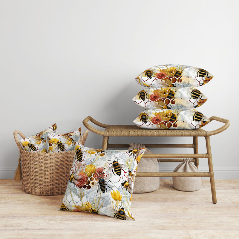 Coussin Buzzing Bees, Broadcloth, H 20 po x l 20 po