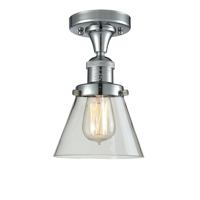 Glass Semi Flush Mount, Polished Chrome, Clear