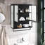 Buffet mural noir avec tablette amovible, optimisation de l'espace et tablettes fonctionnelles