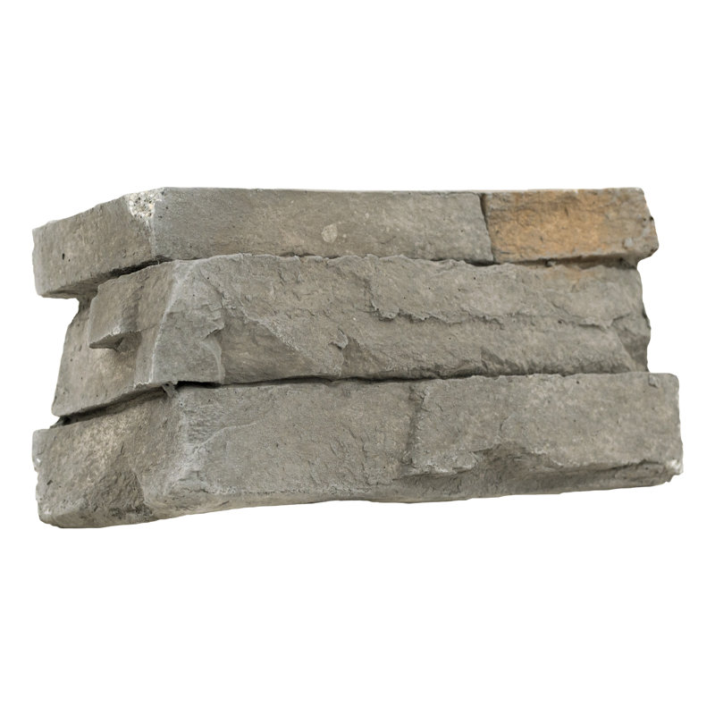 Terraforma 9 in. x 20 in.Manufactured Stacked Stone Ledger Corner Wall Tile, Marin Ashby