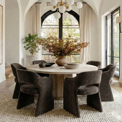 19" Upholstered Chenille Dining Armchair