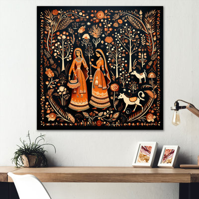 Indian Art Rajasthani Folklore tales II - Indian Art Framed Canvas Print Wall Art