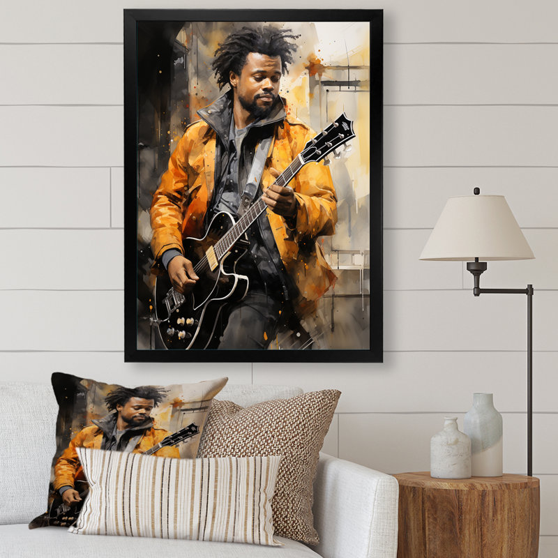 Danijela jaune noir New York Harlem Jazz II sur toile, H 44 po x l 34 po x P 1,5 po, Cadre photo noir