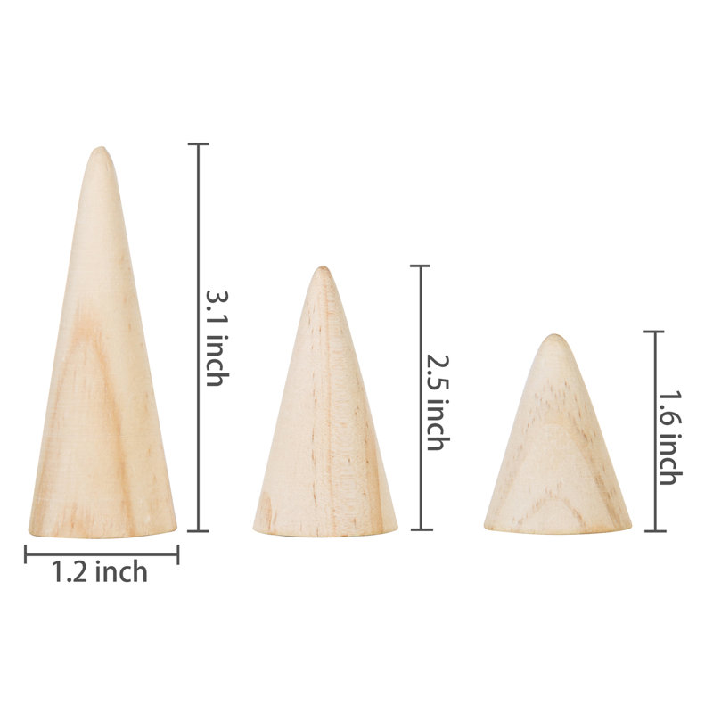 6 Piece Natural Wood Ring Holder