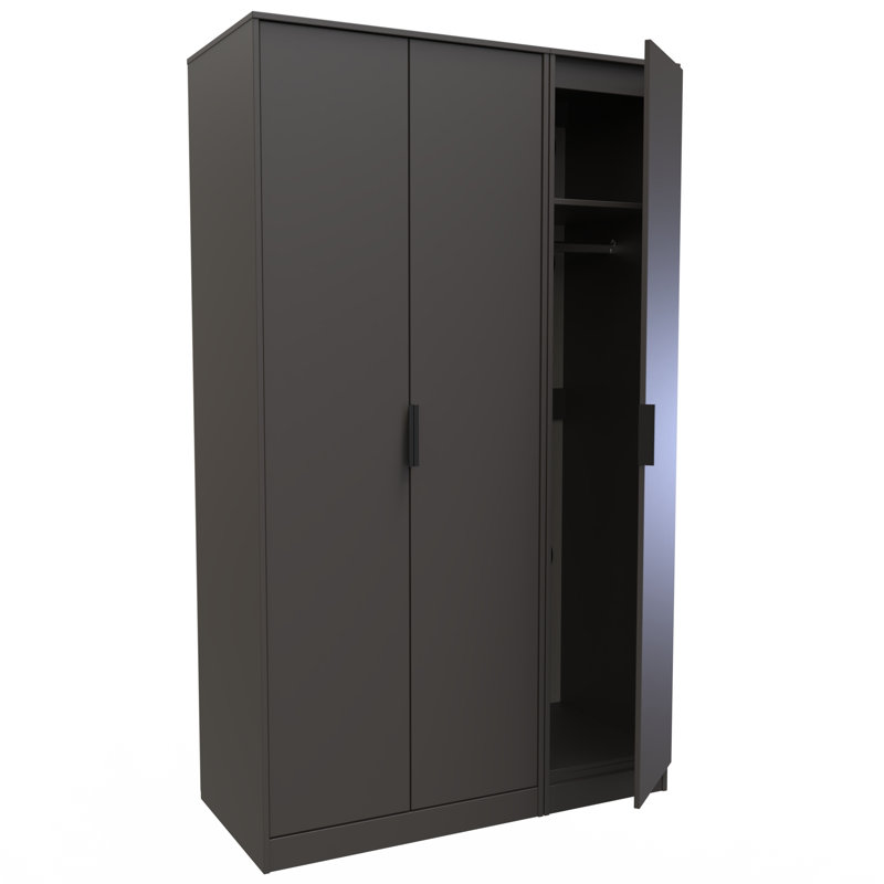 Fully Assembled Hong Kong 2 Door Wardrobe, 182.5cm H x 74cm W x 53cm D, Graphite