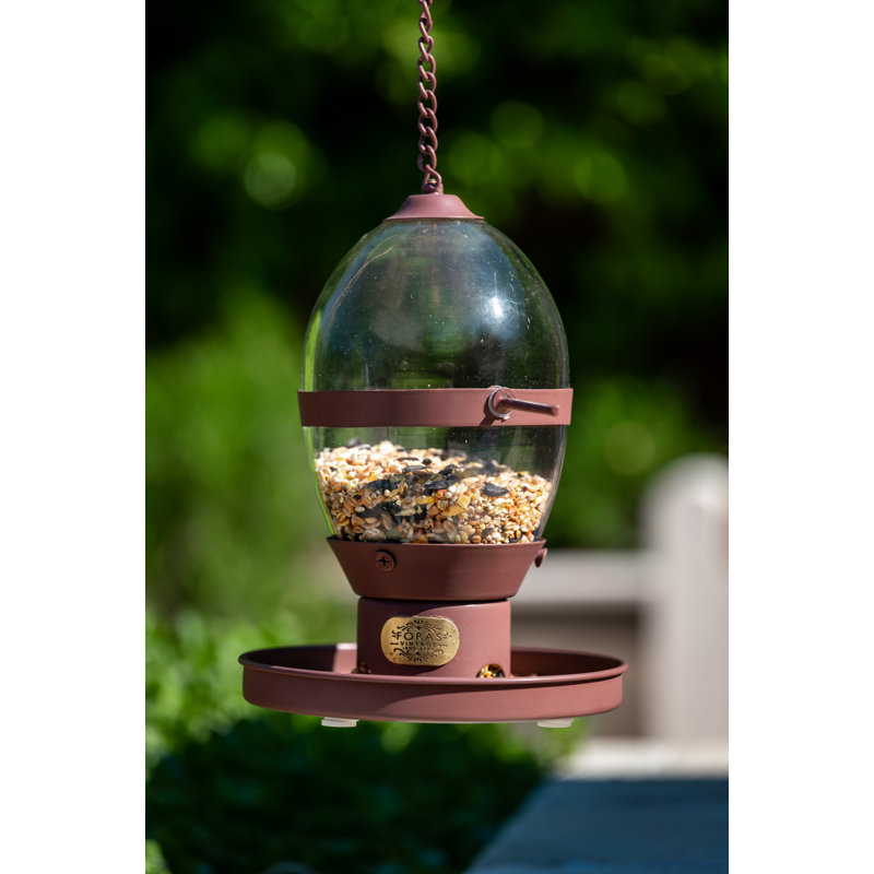 Posted Metal Hanging Decorative Bird Feeder, Aubergine