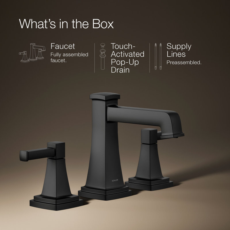 Riff Widespread Bathroom Sink Faucet, Matte Black, 0.5 GPM