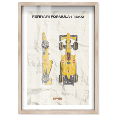 Affiches de Formule 1 «Racer in Yellow Shadowbox» par Notoriart, cadre noir, 25 x 37