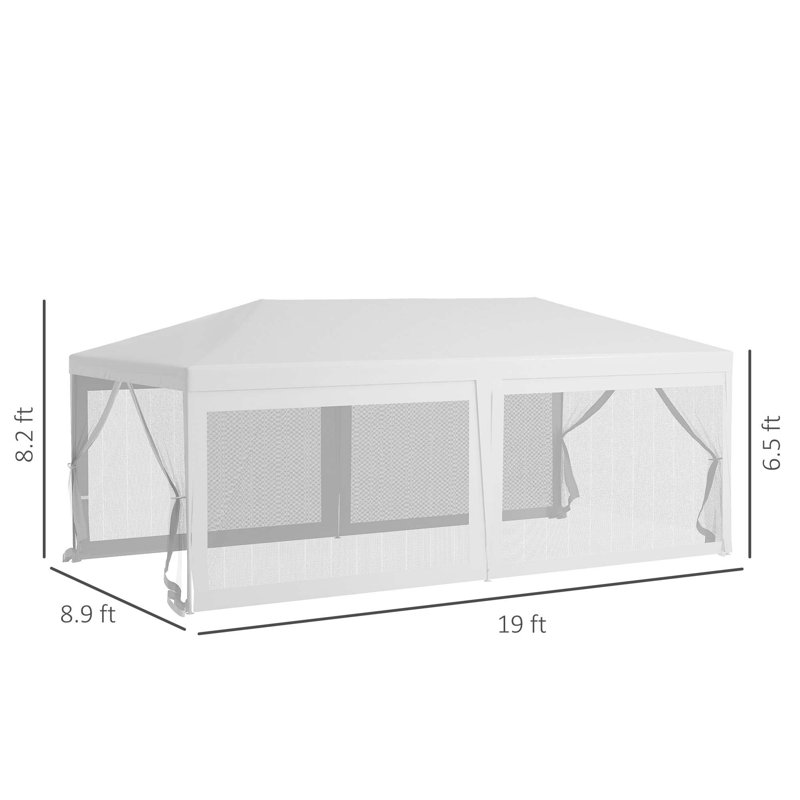 Outsunny 10' X 20' Party Tent, Outdoor Wedding Canopy & Gazebo With 6 Removable Sidewalls, Shade Shelter For Events, Bbqs