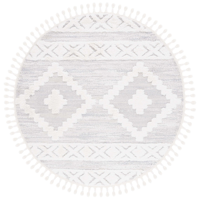Tapis ivoire / beige Hugley, Rond 6 pi 7 po
