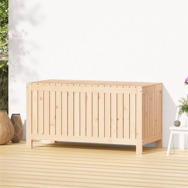 Rosalind Wheeler Daesha 121cm W 269L Water Resistant Pine Solid Wood Deck Box, Brown