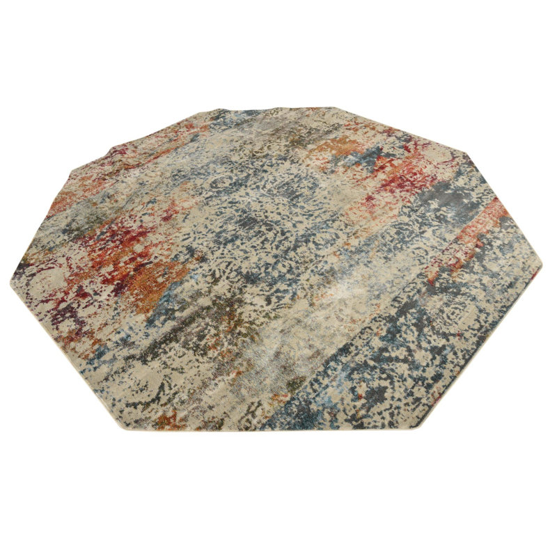 Contemporary Mulvihill Area Rug Creme Color, Octagon 8'2"