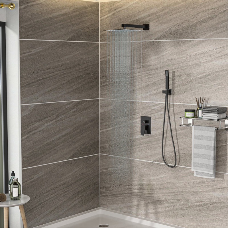 Système de double pomme de douche - fixation murale carrée de 10 pouces, tête en bronze huilé,, Bronze