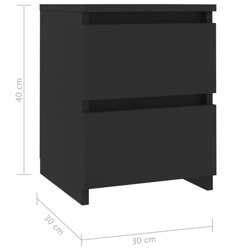 Demona 30cm W Bedside Table, Black