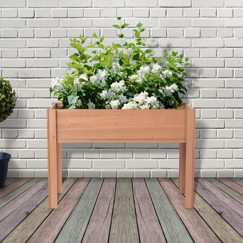 Boîte à fleurs surélevée en bois Darral, Naturel, H 30 po x l 48 po x P 24 po