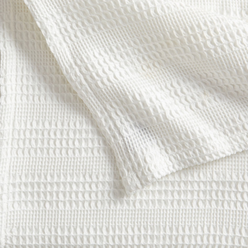 Jeté Amelia Waffle Weave, Très grand, Blanc