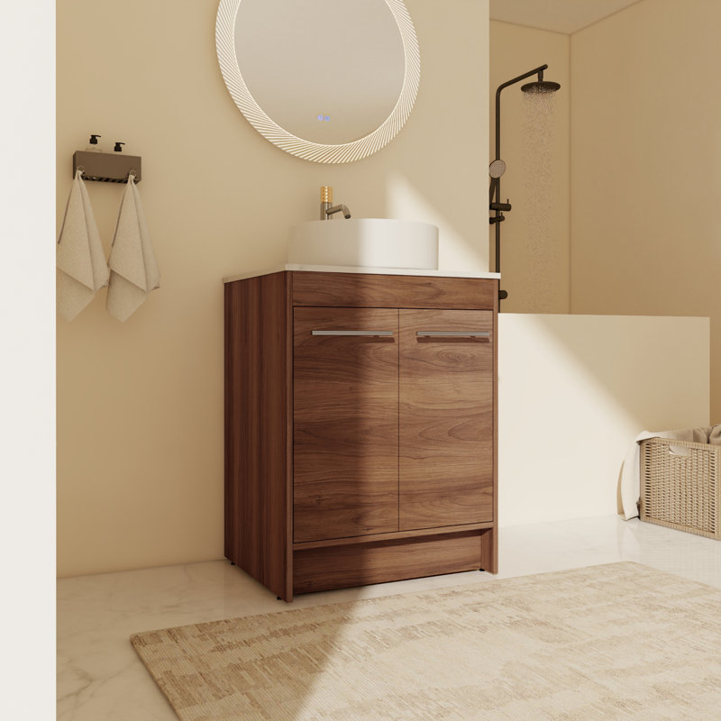 Ensemble de meuble-lavabo simple autoportant 24 po avec plateau en céramique Malysa