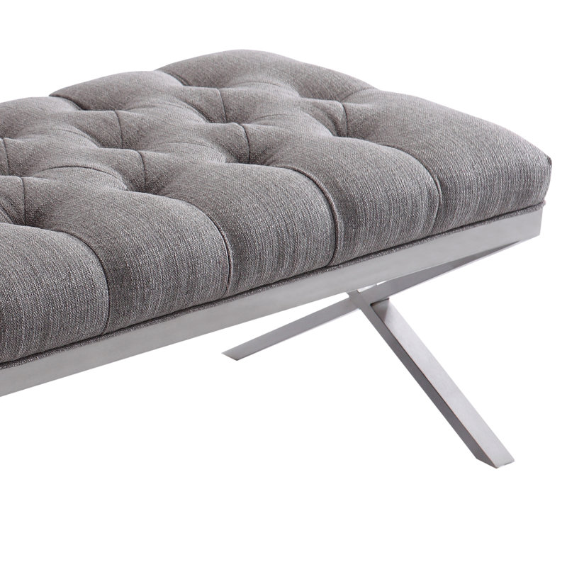 Loden Polyester Blend Upholstered Bench, Gray