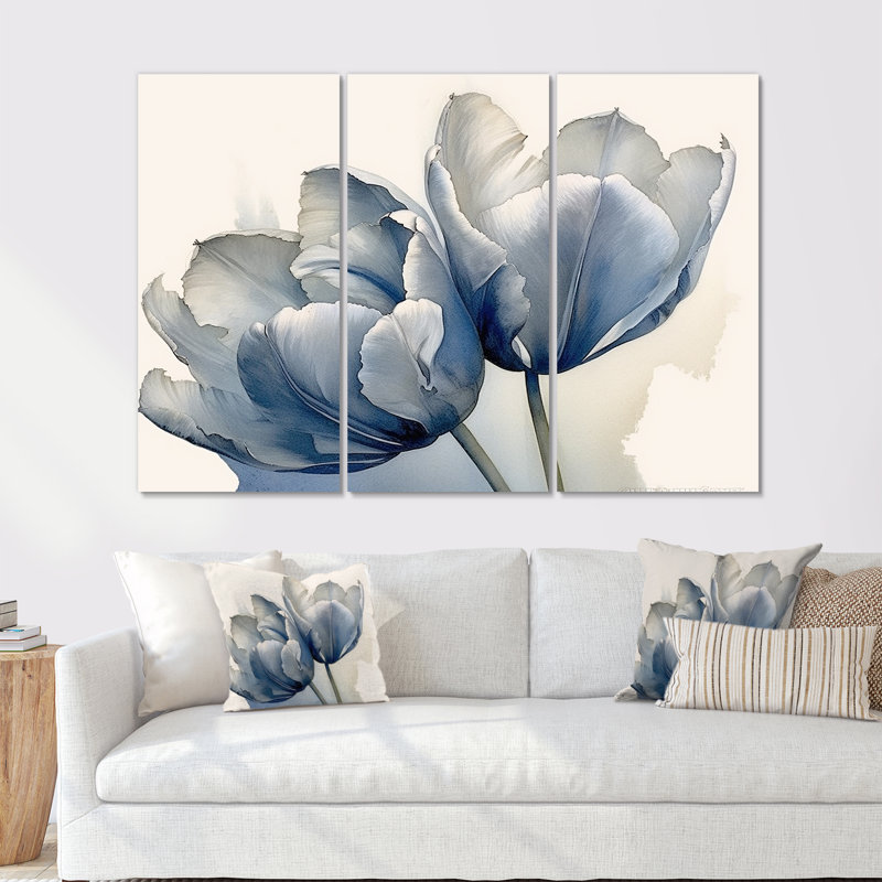 Sapphire - Tulipes, ensemble d'art sur toile, Toile tendue, H 32 po x l 48 po x P 1 po