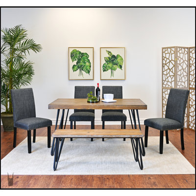 6-Piece Dining Table Set With Comfortable Cushioned Chairs For Compact And Stylish Dining Spaces