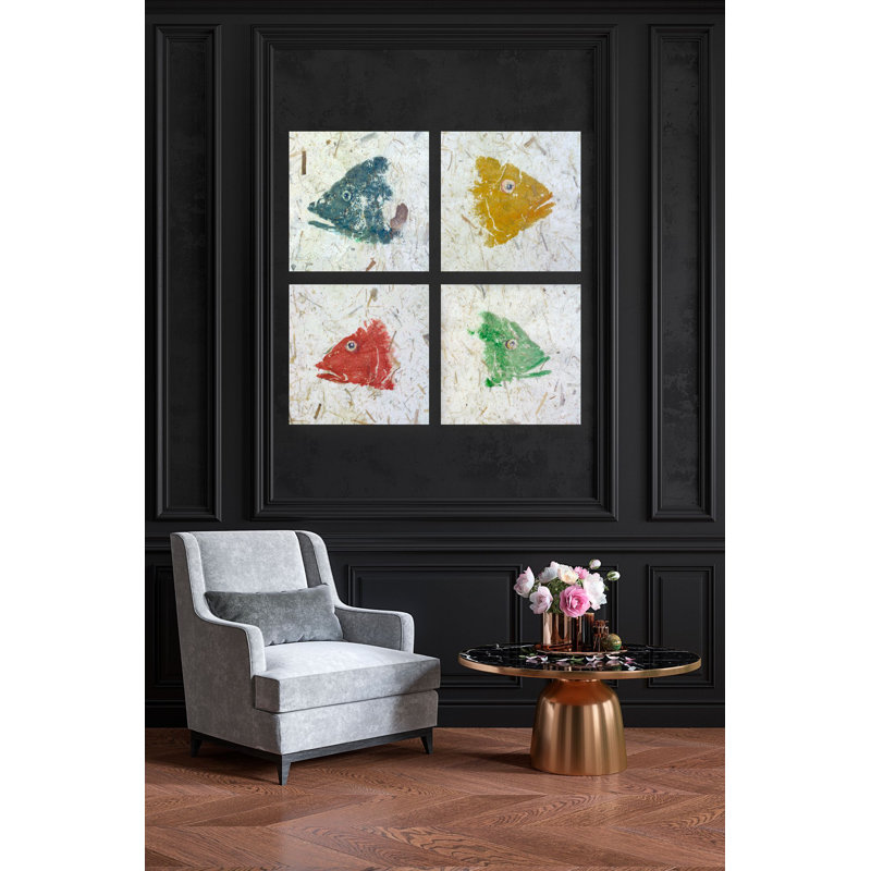 Roly Poly Fish Heads Set By John Beard - Gallery Wrapped Canvas Print Print by John Beard, 30" H x 30" W x 2" D